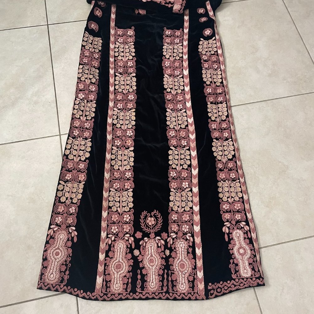 Stunning Custom made Velvet Black Palestinian Thobe Kaftan  Dress Abaya - Picture 8 of 9
